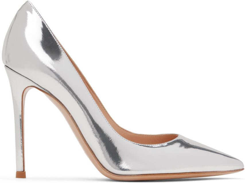 Gianvito Rossi Silver Pointed Heels - Picture 5