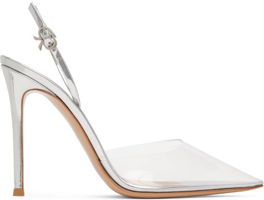 Gianvito Rossi Silver Ribbon D'Orsay 105 Heels - Picture 5