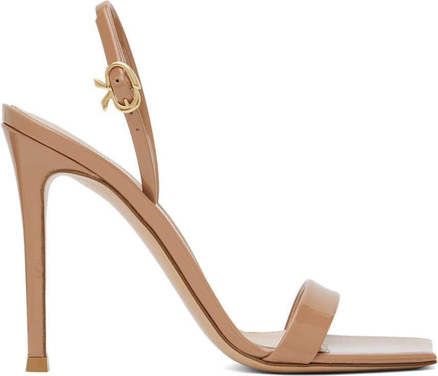 Gianvito Rossi Tan Ribbon Sandals - Picture 5