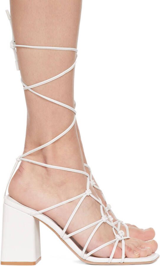 Gianvito Rossi White Nappa Minas Heeled Sandals - Picture 5