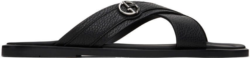 Giorgio Armani Black Criss-Cross Sandals - Picture 2