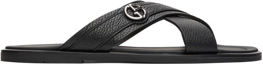 Giorgio Armani Black Leather Sandals - Picture 5