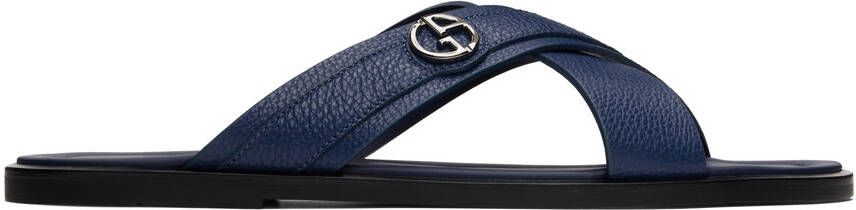 Giorgio Armani Blue Criss-Cross Sandals - Picture 4