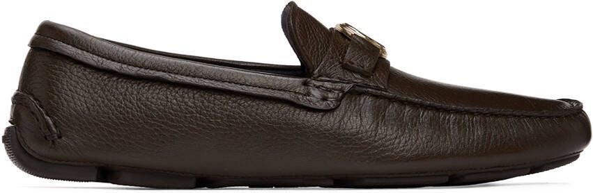 Giorgio Armani Brown Leather Driving Loafers - Picture 5