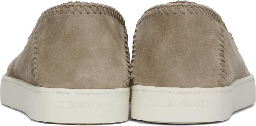 Giorgio Armani Beige Suede Slip-On Sneakers - Picture 2