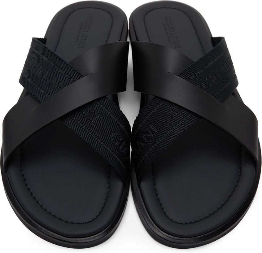 Giorgio Armani Black Leather Sandals