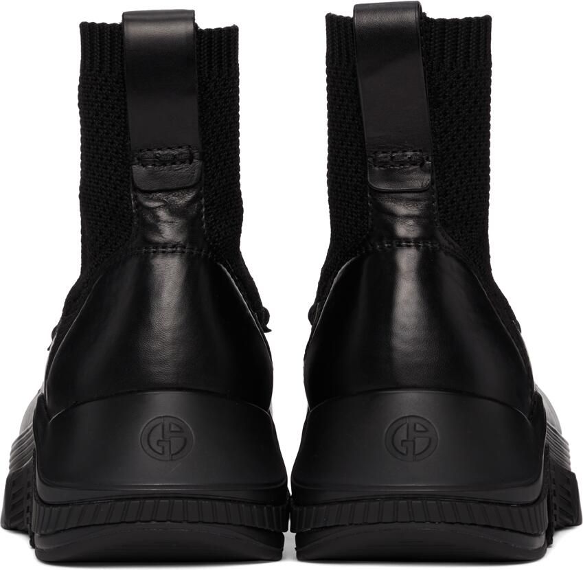 Giorgio Armani Black Paneled Chunky-Soled High-Top Sneakers