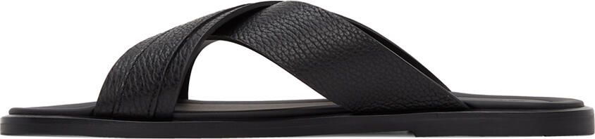 Giorgio Armani Black Pebbled Plaited Sandals - Picture 4