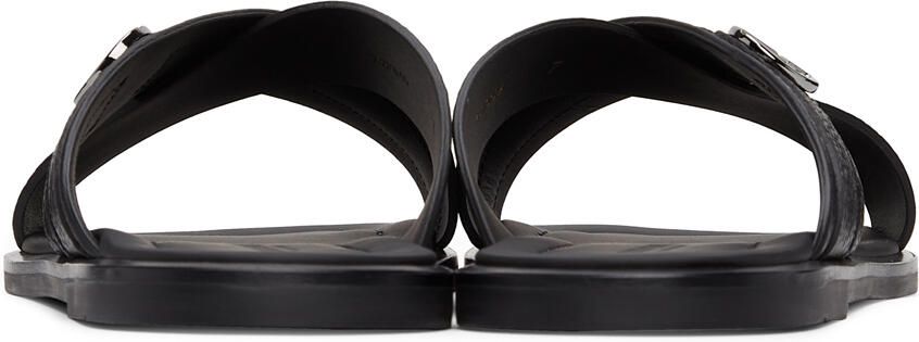 Giorgio Armani Black Pebbled Plaited Sandals - Picture 2