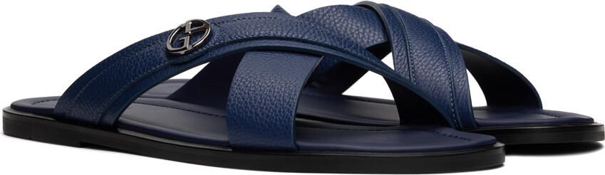 Giorgio Armani Blue Criss-Cross Sandals - Picture 2