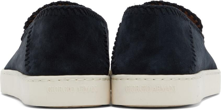 Giorgio Armani Blue Suede Slip-On Sneakers