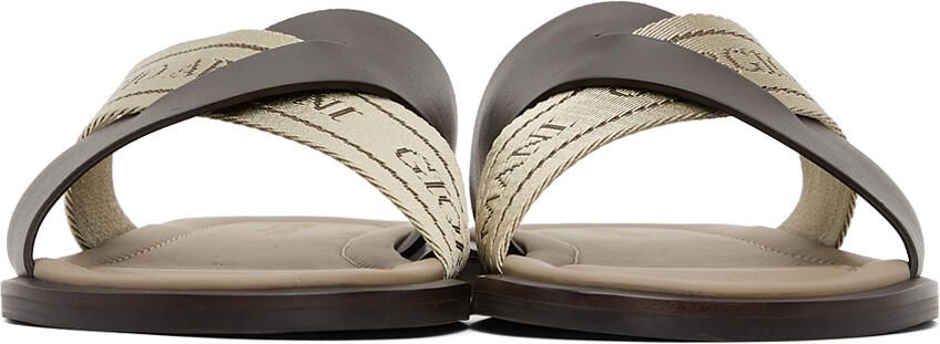 Giorgio Armani Brown & Beige Leather Sandals - Picture 3