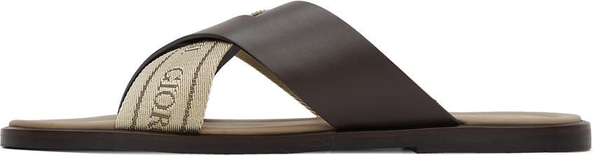 Giorgio Armani Brown & Beige Leather Sandals - Picture 4