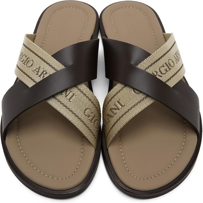 Giorgio Armani Brown & Beige Leather Sandals