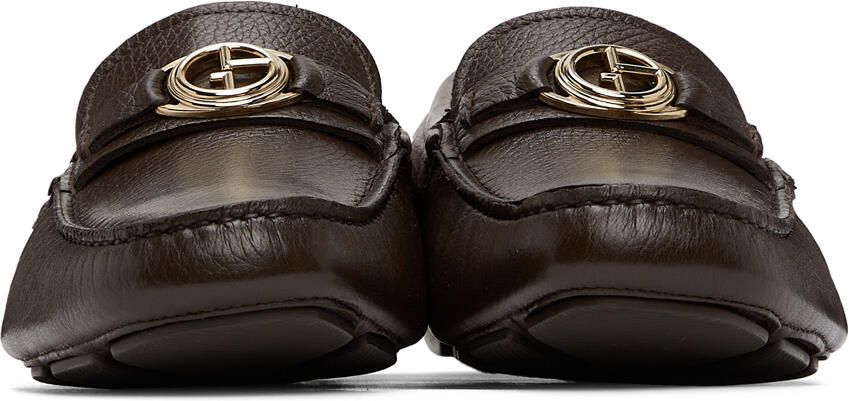 Giorgio Armani Brown Leather Driving Loafers - Picture 3