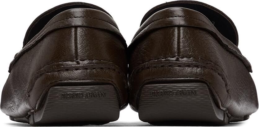 Giorgio Armani Brown Leather Driving Loafers - Picture 2