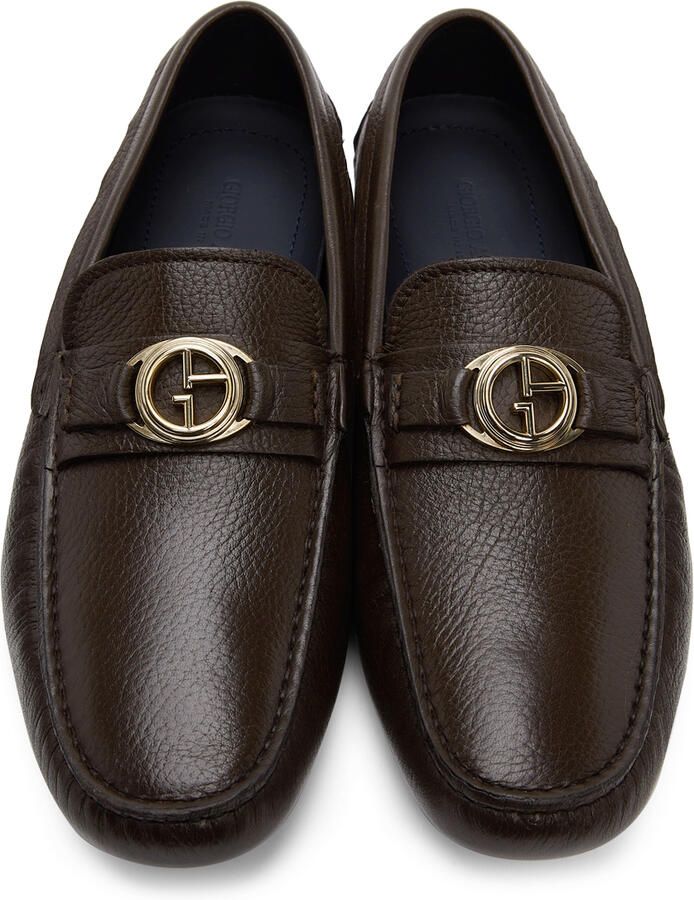Giorgio Armani Brown Leather Driving Loafers