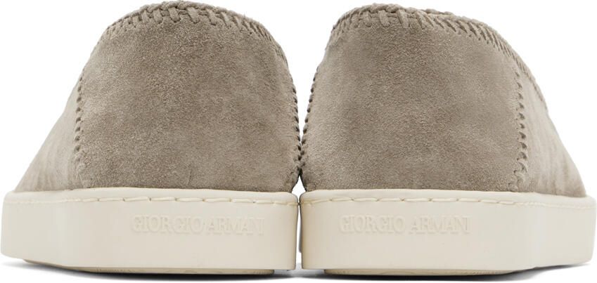 Giorgio Armani Gray Suede Slip-On Sneakers