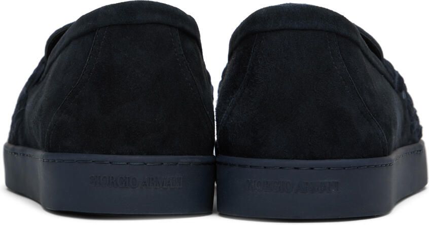 Giorgio Armani Navy Embossed Loafers
