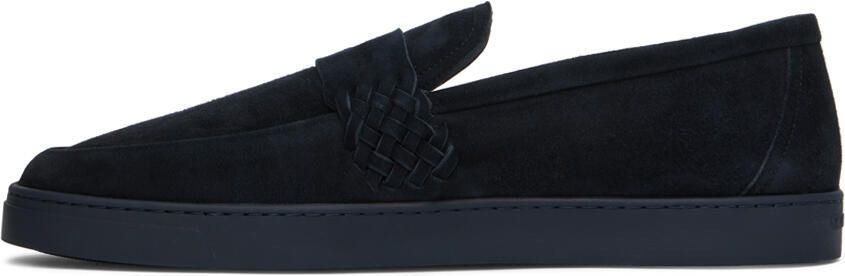 Giorgio Armani Navy Embossed Loafers - Picture 4