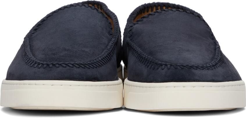 Giorgio Armani Navy Suede Slip-On Sneakers - Picture 3