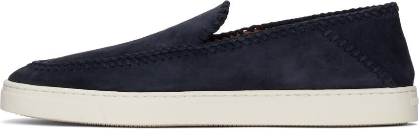Giorgio Armani Navy Suede Slip-On Sneakers - Picture 4