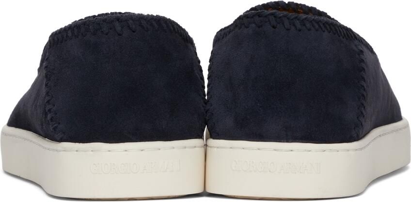 Giorgio Armani Navy Suede Slip-On Sneakers - Picture 2
