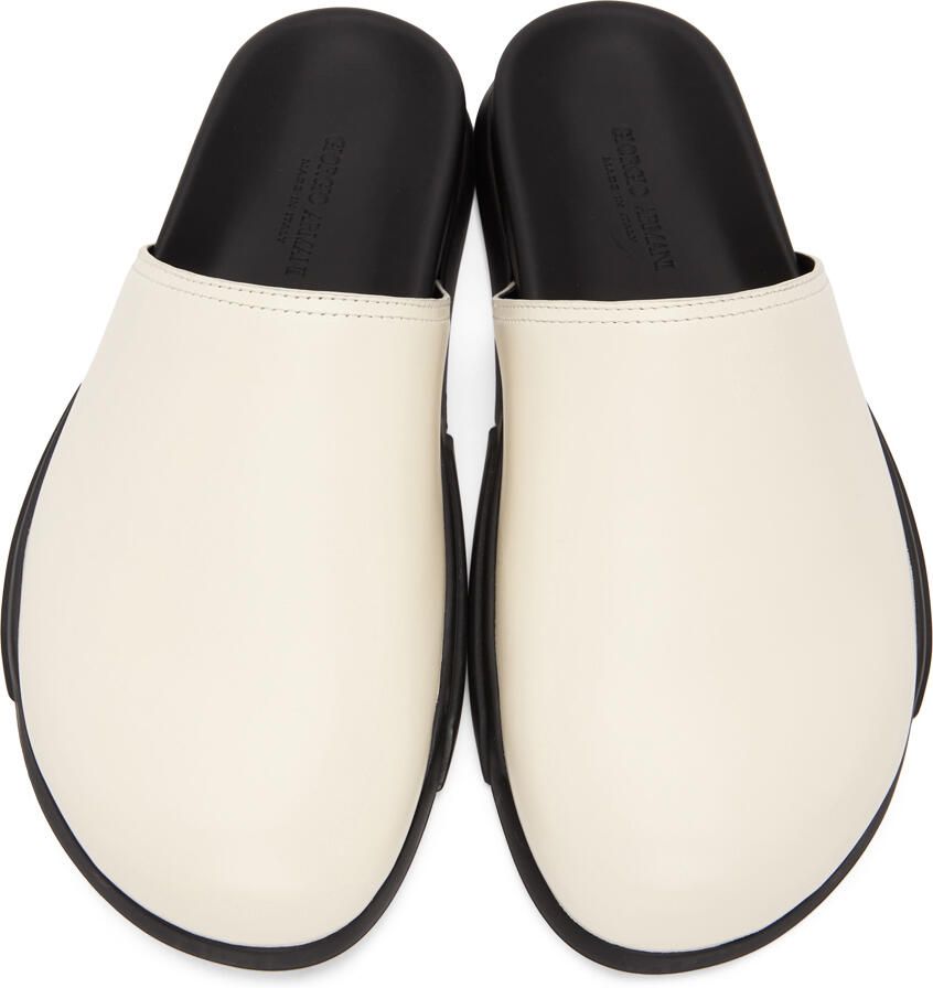 Giorgio Armani Off-White Leather Slip-On Loafers