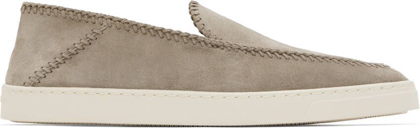 Giorgio Armani Gray Suede Slip-On Sneakers - Picture 5