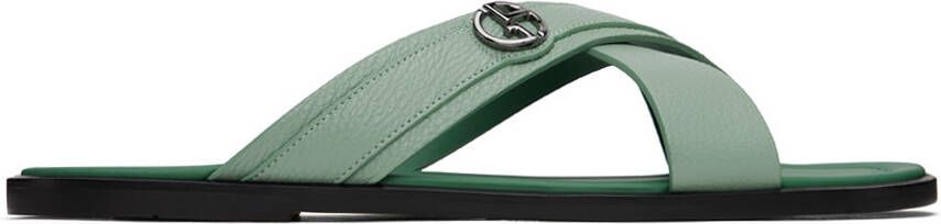 Giorgio Armani Green Criss-Cross Sandals - Picture 4
