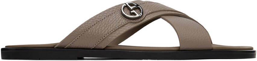 Giorgio Armani Taupe Criss-Cross Sandals