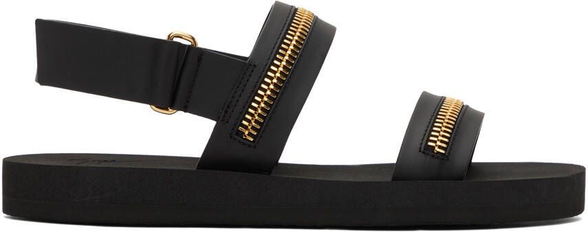 Giuseppe Zanotti Black Zip Flat Sandals