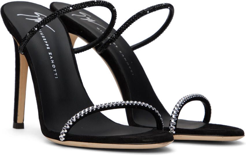 Giuseppe Zanotti Black Crystal-Cut Heeled Sandals - Picture 2