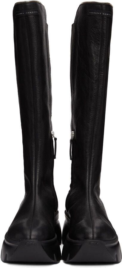 Giuseppe Zanotti Black Leather Zip Detail Tall Boots - Picture 2