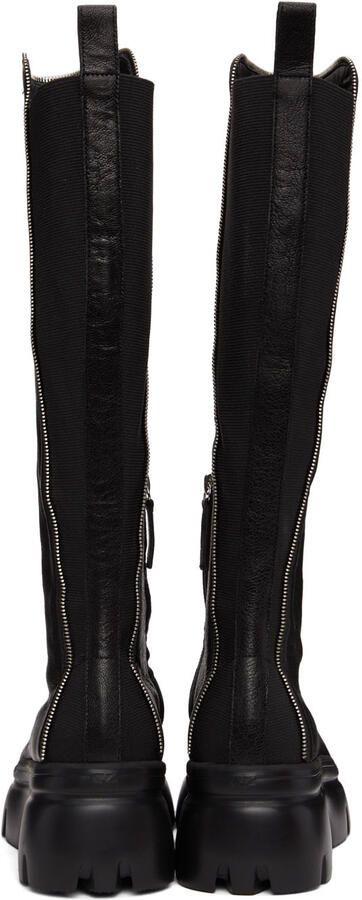 Giuseppe Zanotti Black Leather Zip Detail Tall Boots - Picture 3