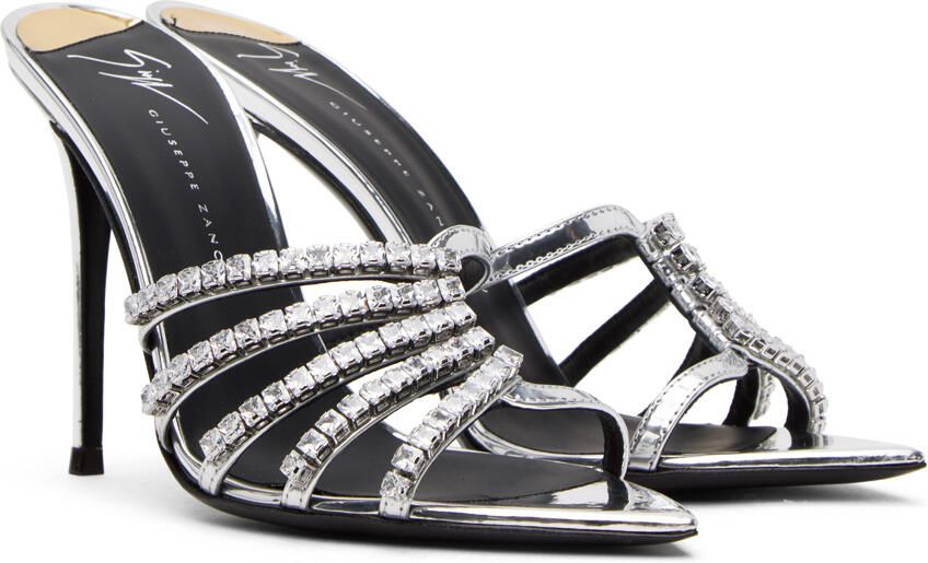 Giuseppe Zanotti Silver Intriigo Heeled Sandals - Picture 2