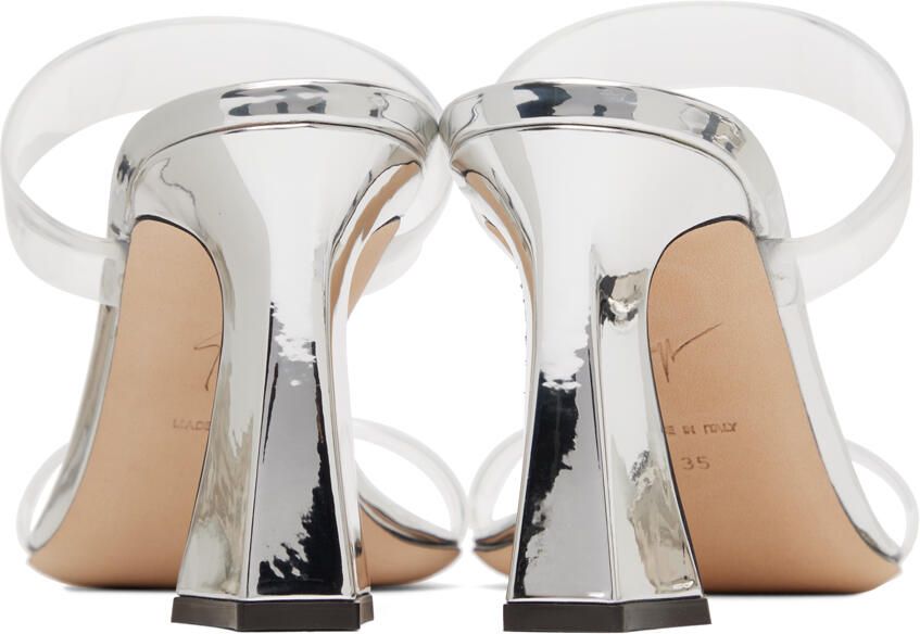 Giuseppe Zanotti Silver Plexi Flaminia Heeled Mules