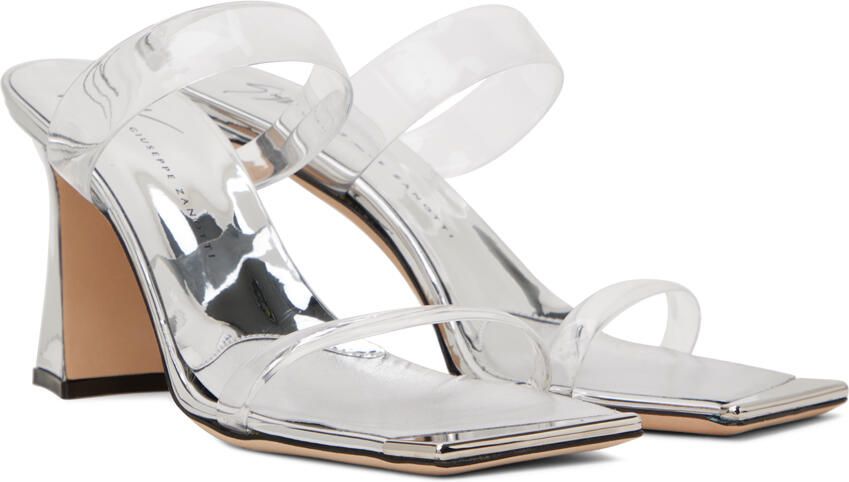 Giuseppe Zanotti Silver Plexi Flaminia Heeled Mules - Picture 2