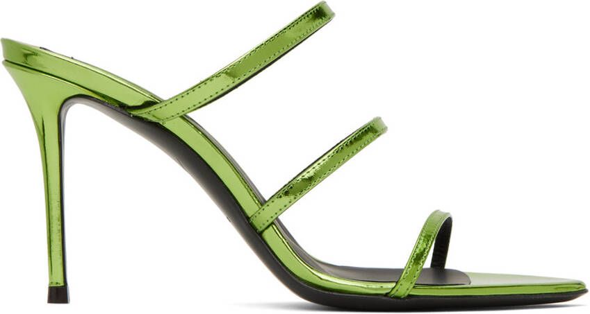 Giuseppe Zanotti Green Metallic Heeled Sandals - Picture 2