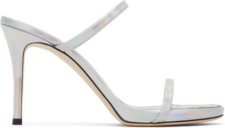 Giuseppe Zanotti Silver Double Strap Heeled Sandals - Picture 5