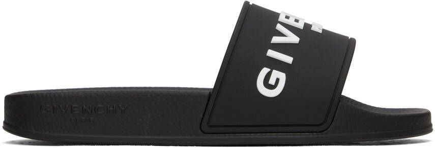 Givenchy Black Embossed Slides - Picture 4