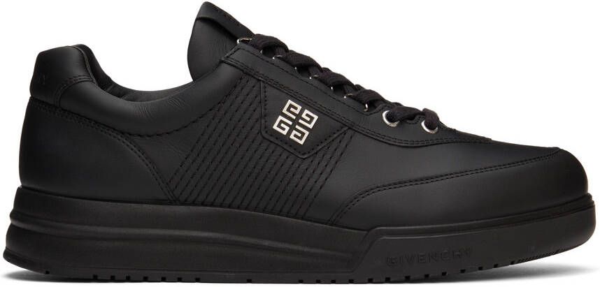 Givenchy Black Leather 4G Sneakers - Picture 6