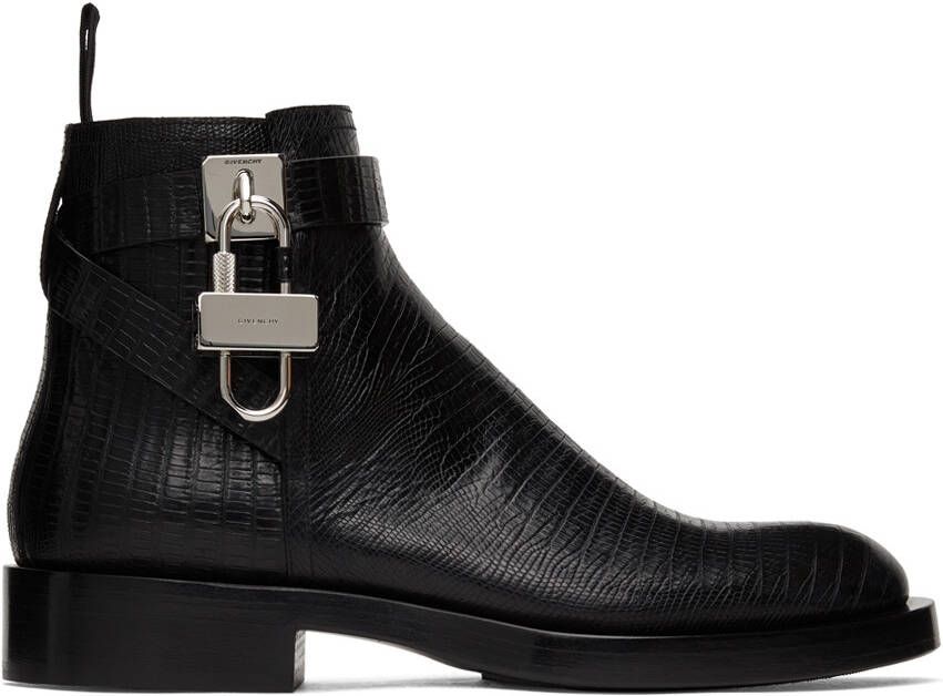 Givenchy Black Lizard Padlock Boots - Picture 4