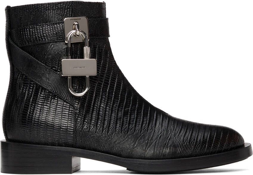 Givenchy Black Lizard Padlock Boots - Picture 4
