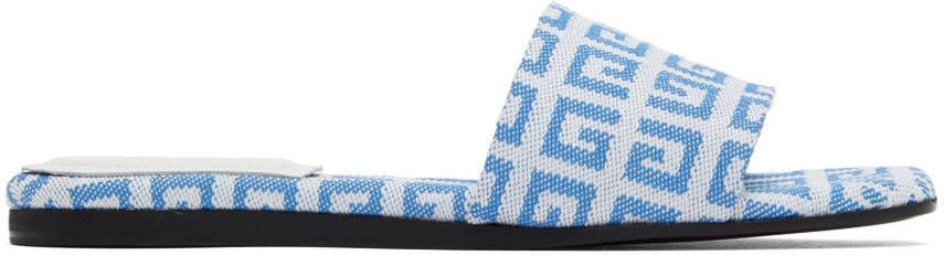 Givenchy Blue & White 4G Flat Sandals - Picture 4