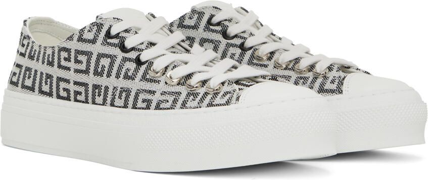 Givenchy Black & White 4G Jacquard City Sneakers - Picture 2