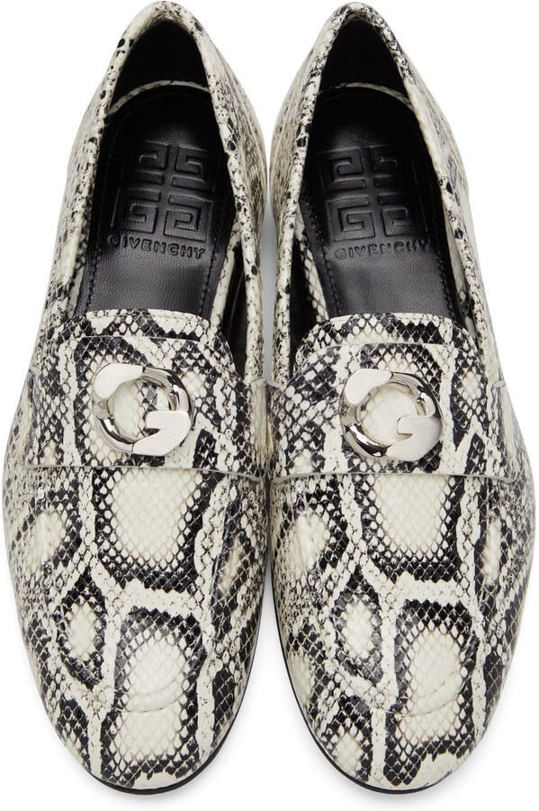 Givenchy Black & White Python G Chain Loafers