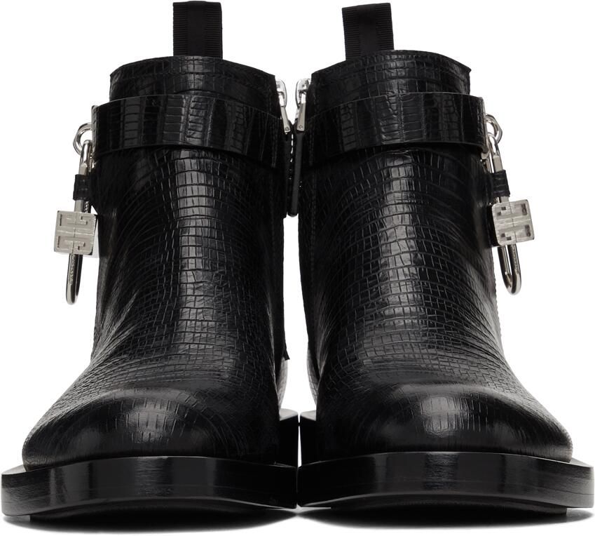 Givenchy Black Lizard Padlock Boots
