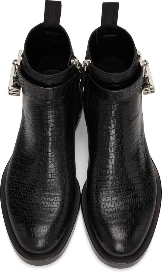 Givenchy Black Lizard Padlock Boots - Picture 3