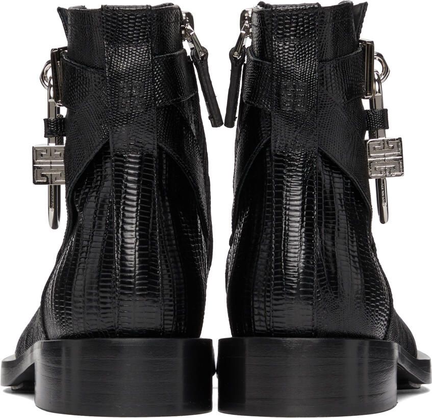 Givenchy Black Lizard Padlock Boots